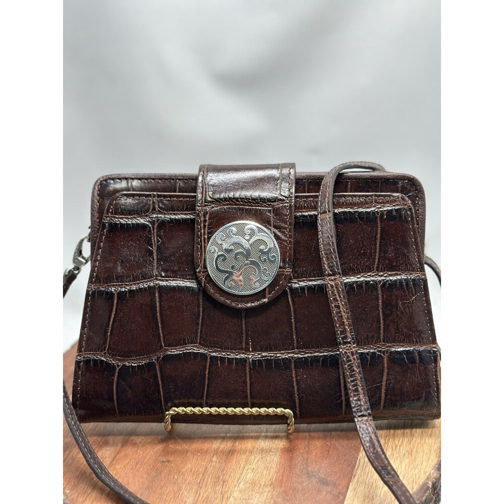Brighton Sheba Croc Embossed Petite Mini Organizer Purse CrossBody BAG